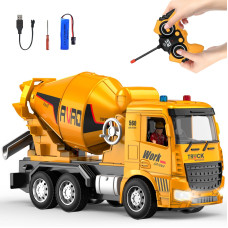 Mqdmini Cement Mixer Toy Truck Childrens Remote Control Truck Toy Cement Mixer Rechargable Hydraulic Car For 6 7 8 9 Year Ol