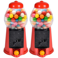 Artcreativity Gumball Machine For Kids Set Of 2 65 Inch Desktop Bubble Gum Mini Candy Dispenser Unique Money Saving Coin Ban