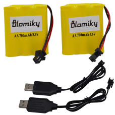 Blomiky 2 Pack 36V 700Mah Aa Nicd Rechargeable Battery Pack With Sm2P 2 Pin Plug And Usb Charger Cable For Sye571 Rc Excavato