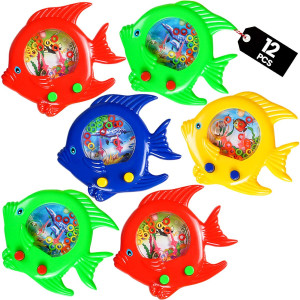 Fish Water Ring Toss Toy Pack Of 12 Water Ring Game Handheld Retro Game Pocket Travel Toys For Car Game Road Trip Activities