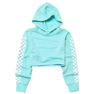 Plaid Long Sleeve Hoodie For Teen Girls Cropped Hoodies Crop Top Mint 12T 13T