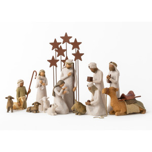 Willow Tree Nativity Starter Figures With The Three Wisemen Plus Metal Stars 14Piece Set