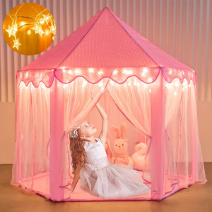 Moncoland Princess Castle Girls Play Tent Toy Kids Large Fairy Playhouse Tent With Star Lights Gift For Children Toddlers Indo