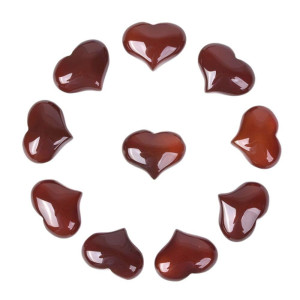 Justinstones Red Agate Carnelian Gemstone Healing Crystal 1 Inch Mini Puffy Heart Pocket Stone Iron Gift Box Pack Of 10