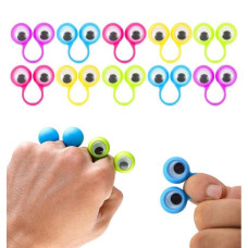 100 Pcs Eye Finger Puppets Googly Eyes Rings Funny Novelty Eyeball Ring 6 Colors For Party Favor