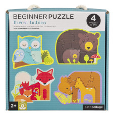 Petit Collage Beginner Puzzle For Kids Forest Babies Includes 4 Mini Puzzles 35 Pieces Each Cute Animal Puzzles For Ages