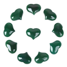 Green Agate Gemstone Healing Crystal 1 Inch Mini Puffy Heart Pocket Stone Iron Gift Box Pack Of 10