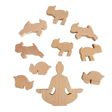 Genuine Fred Goat Yoga Wooden Stacking Balance Game Creative Game For All Ages Solid Wood With Muslin Storage Bag Enhance F