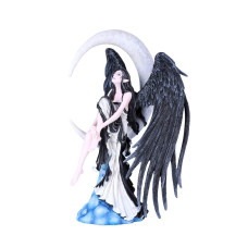 Pacific Giftware Moon Stargazer Black Wing Fairy Hand Painted Resin Figurine