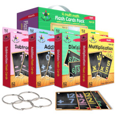 Star Right Math Flash Cards Set Of 4 Addition Subtraction Division Multiplication Flash Cards 8 Rings 663 Math Flash