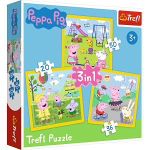 Trefl Peppa Pig 3In1 Jigsaw Puzzle 20 36 50 Piece Happy Day Print Diy Puzzle Peppa Pig Creative Fun Classic Puzzle For