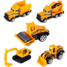 Dreamon Mini Engineering Models Play Vehicles Cars Toys Small Construction Trucks Toys Birthday Party Supplies Cake Topper For K