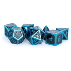 Blue With Black Enamel 16Mm Polyhedral Dice Set, Full Set