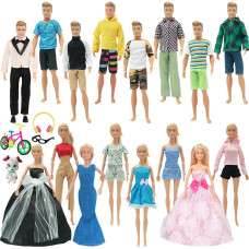 Sotogo 31 Pieces Doll Clothes And Accessories For 115 Inch Girl Boy Doll Include 16 Sets Doll Groom Suit Wedding Dress Casual