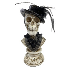 Gerson Skeleton On Pedestal Lighted Halloween Figurine