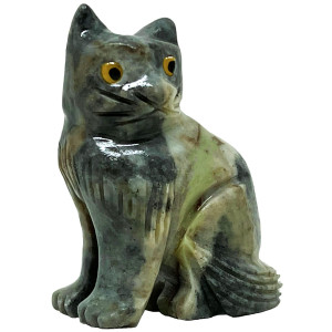 Nelson Creations Llc Cat Natural Soapstone Handcarved Animal Charm Totem Stone Carving Figurine 2 Inch