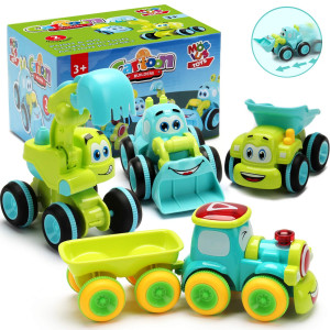 Toys For A 2 Year Old Boy 4 Friction Powered Trucks For 3 Year Old Boys Push Go Cars Cartoon Construction Vehicle Set Be