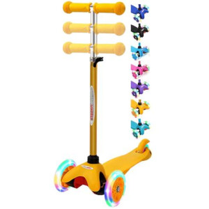 Chromewheels Scooter For Kids Deluxe 3 Wheel Scooter For Toddlers 4 Adjustable Height Glider With Kick Scooters Lean To Steer