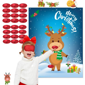 Funnlot Christmas Games For Kids Pin The Nose On The Reindeer Christmas Holiday Party Games Reusable 24 Noses Stickers And 1 Bli