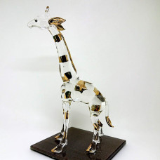 Sansukjai Giraffe Miniature Figurines Animals Hand Painted Blown Glass Art Collectible Gift Decorate 6 Inches Clear Gold