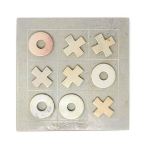 Global Crafts Handcarved Soapstone Tic-Tac-Toe Game Set, Contains: 1 Board, 5 X'S And 4 O'S (Ksattt)