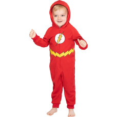 Dc Comics Toddler Kids Superhero Character Hooded Union Suit Footless Pajamas Costume Flash 2T3T