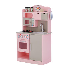 Teamson Kids Little Chef Florence Classic Interactive Wooden Play Kitchen With Accessories And Storage Space For Easy Clean Up