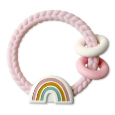 Itzy Ritzy Silicone Teether With Rattle Rattle Teether Features Rattle Sound Two Silicone Teething Rings And Raised Texture To