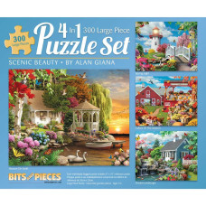 Bits And Pieces 4In1 Multipack 300 Piece Jigsaw Puzzles For Adults Each Measures 16 X 20 46Cm X 61Cm Scenic Beaut