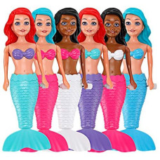 6 Pack Bath Toys For Toddlers Kids Girls Mermaid Princess Wind Up Tail Flap Floating Water Bathtub Toys Swimming Pool Bathing