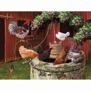 Cobble Hill 275 Large Piece Puzzle The Chickens Are Well Sample Poster Included