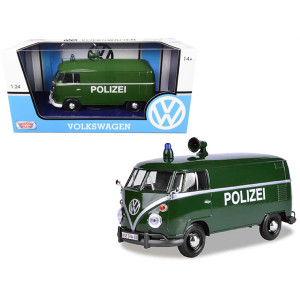 Volkswagen Type 2 T1 Police Van Polizei Dark Green 124 Diecast Model Car By Motormax 79574