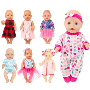 Sotogo 7 Sets Doll Clothes Outfits Dresses For 14 To 17 Inch New Born Baby Doll 15 Inch Baby Doll And American 18 Inch Doll Clo