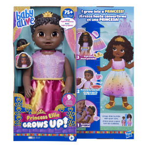 Baby Alive Princess Ellie Grows Up Black Hair Doll For 3 Year Old Girls And Boys And Up 18Inch