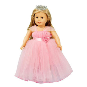 Girls Doll Clothes And Accessories Princess Costume Wedding Dress Party Gown Dress For 18 Inch Dolls Pink