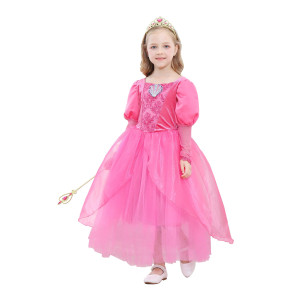 Dressy Daisy Girls Princess Dress Up Costume Mermaid Halloween Xmas Birthday Parties Long Sleeve Size 6X8 Hot Pink