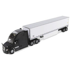 Diecast Masters Freightliner Cascadia Sbfa Tandem Truck | 1:50 Scale Model Semi Trucks | 72" Sleeper Cab & 53" Dry Cargo Van | Black Diecast Model By Diecast Masters 71047