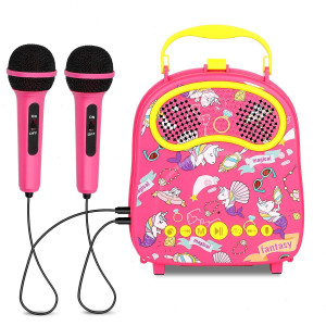 Kids Karaoke Machine With 2 Microphones For Girls Children Singing Machine Toddler Bt Karaoke Music Toy For Birthday