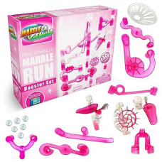 Marble Genius Marble Run Booster Set - 30 Pieces Total (10 Action Pieces Included), Construction Building Blocks Toys for Ages 3 and Above, with Instruction App Access, Add-On Set, Pink Sparkles