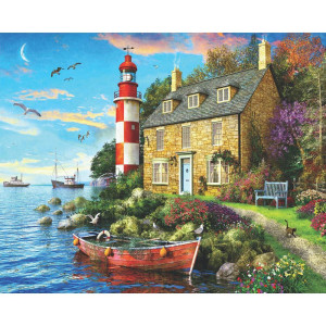 Springboks 1000 Piece Jigsaw Puzzle The Cottage Lighthouse Made In Usa