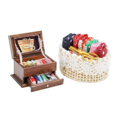 Odoria 112 Miniature Sewing Basket And Sewing Box Kit Dollhouse Decoration Accessories