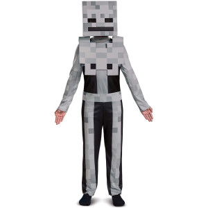 Disguise Minecraft Skeleton Costume For Kids, Video Game Inspired Character Outfit, Classic Child Size Medium (7-8) Gray