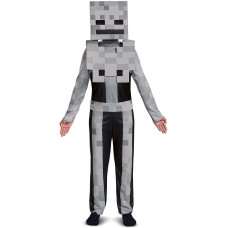Minecraft Skeleton Costume For Kids, Video Game Inspired Character Outfit, Classic Child Size Large (10-12) Gray