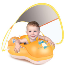 Laycol Baby Swimming Float Inflatable Baby Pool Float Ring Newest With Sun Protection Canopyadd Tail No Flip Over For Age Of 3