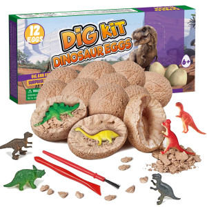 Dino Eggs Dig Kit 12 Pack Dinosaur Eggs Excavation Science Experiments Kits For Kids 412 Easter Basket Stocking Stuffers T