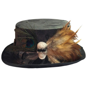 Nemesis Now Voodoo Healers Skull Bone And Feather Top Hat Usone Size Black