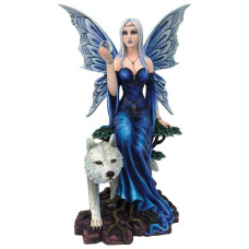 Nemesis Now D4991R0 Talanoa Blue Fairy And White Wolf Companion Figurine Polyresin 49Cm