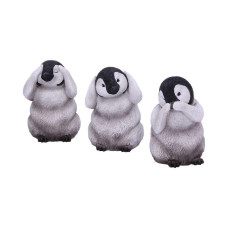 Nemesis Now U4921R0 See No Hear No Speak No Evil Emperor Penguin Chick Figurines Grey One Size