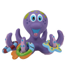 Nuby Floating Octopus Toy With 3 Hoopla Rings Baby Bath Toy For Boys And Girls 18 Months Purple Pack Of 1