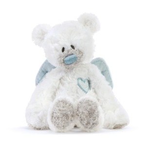 Demdaco Blue Guardian Angel Bear 95 Inch Plush Childrens Stuffed Animal Activity Rattle Toy